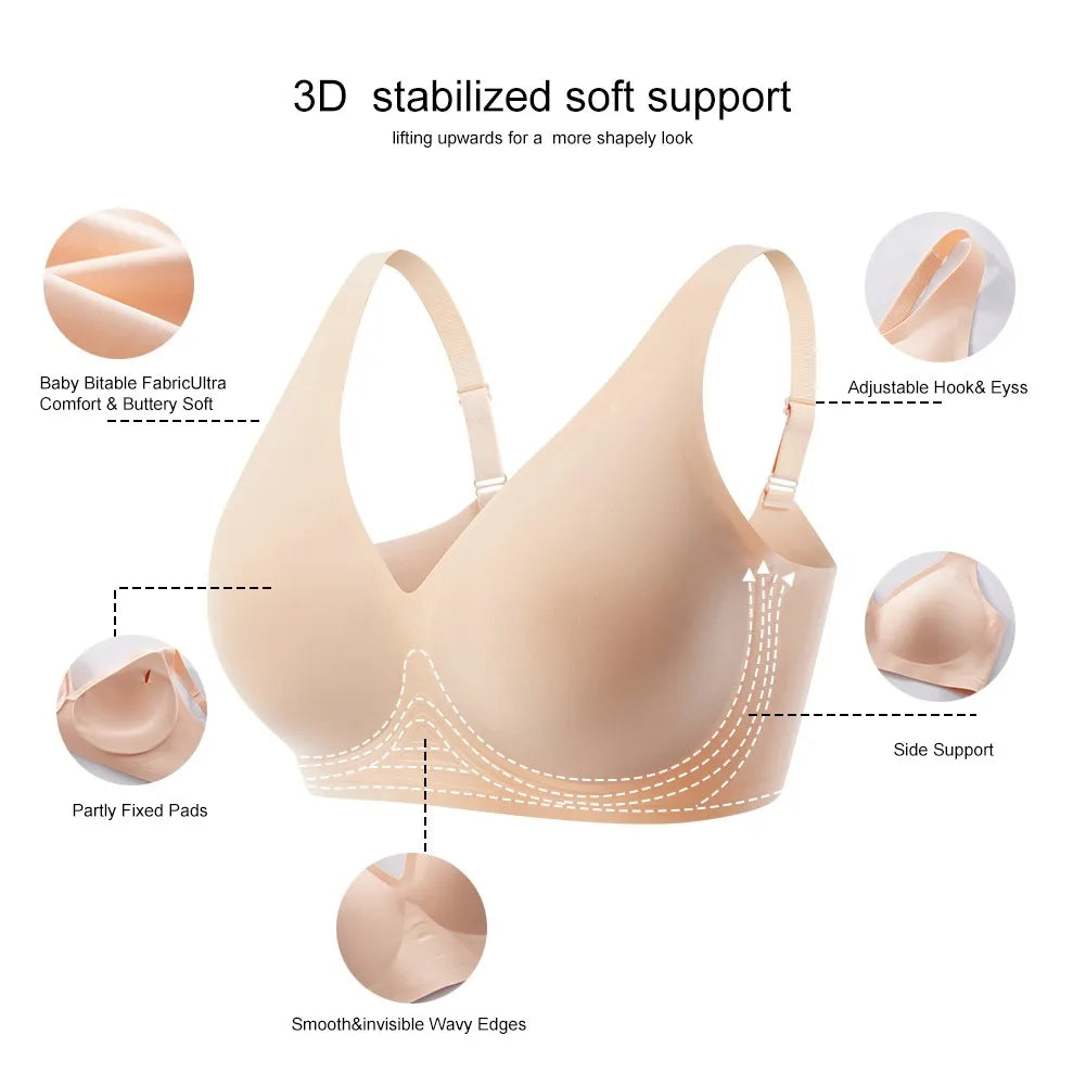Baetty Wireless Jelly Strip Bra - Super Comfortable Seamless Full Coverage With Light Padding